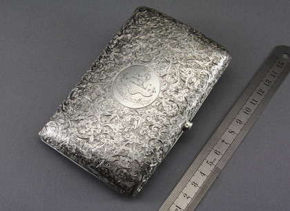 Antique Silver Cigarette Case - Hayes Family Crest